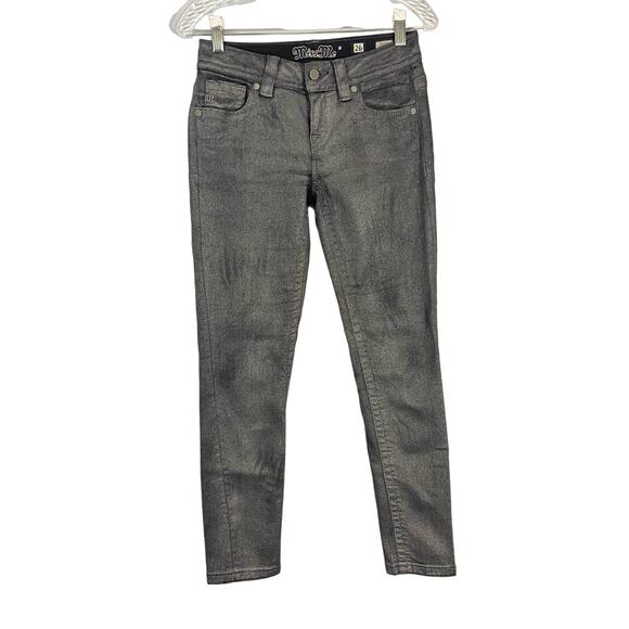 Miss Me Mid Rise Ankle Skinny Metallic Grey Jeans - Picture 1 of 8